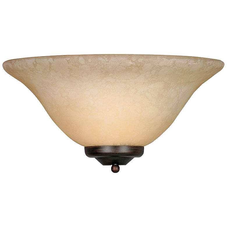 Image 2 Multi-Family Rubbed Bronze 1-Light Wall Sconce with Tea Stone Glass