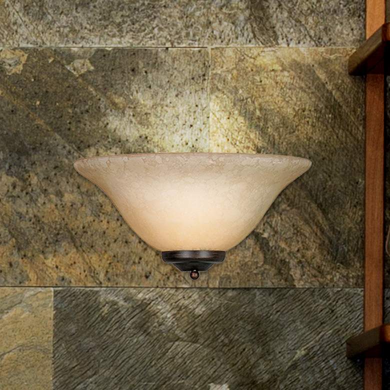 Image 1 Multi-Family Rubbed Bronze 1-Light Wall Sconce with Tea Stone Glass