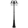 2_Multi Head Black Outdoor Post Light with Clear Beveled Glass