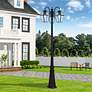 1_Multi Head Black Outdoor Post Light with Clear Beveled Glass