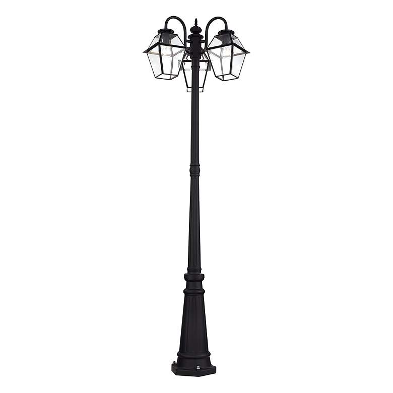 Image 3 Multi Head Black Outdoor Post Light with Clear Beveled Glass more views