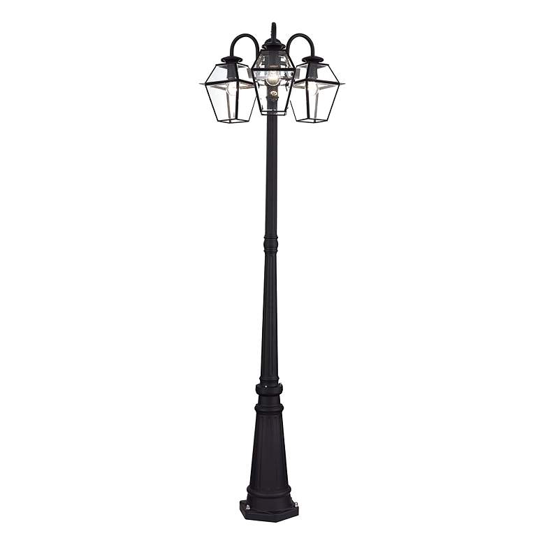 Image 4 Multi Head Black Outdoor Post Light with Clear Beveled Glass more views