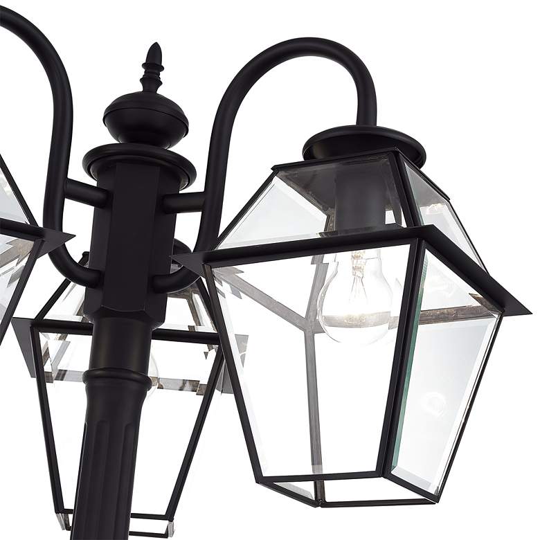 Image 5 Multi Head Black Outdoor Post Light with Clear Beveled Glass more views