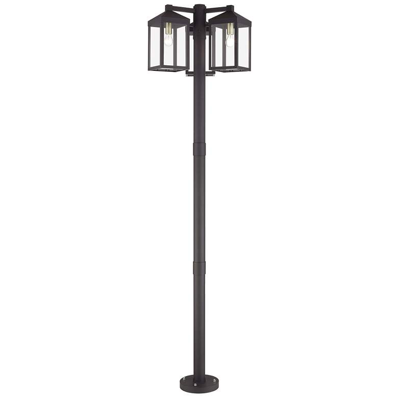 Image 2 Multi Head Bronze Outdoor Post Light with Antique Brass Accents