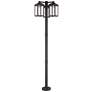 2_Multi Head Bronze Outdoor Post Light with Antique Brass Accents