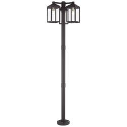 Multi Head Bronze Outdoor Post Light with Antique Brass Accents