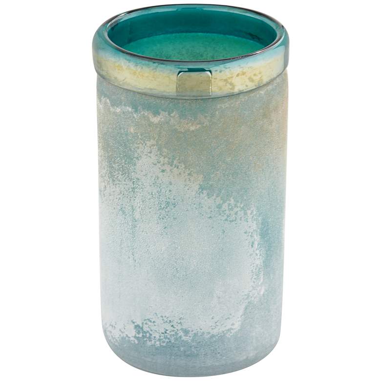 Image 1 Multi-Tone Blue 9 1/2" High Cylinder Glass Decorative Vase