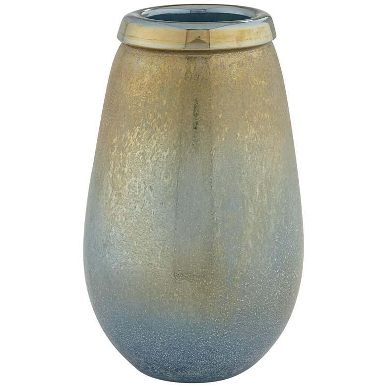 Image 1 Multi-Tone Blue and Gold 8 3/4 inch High Glass Decorative Vase
