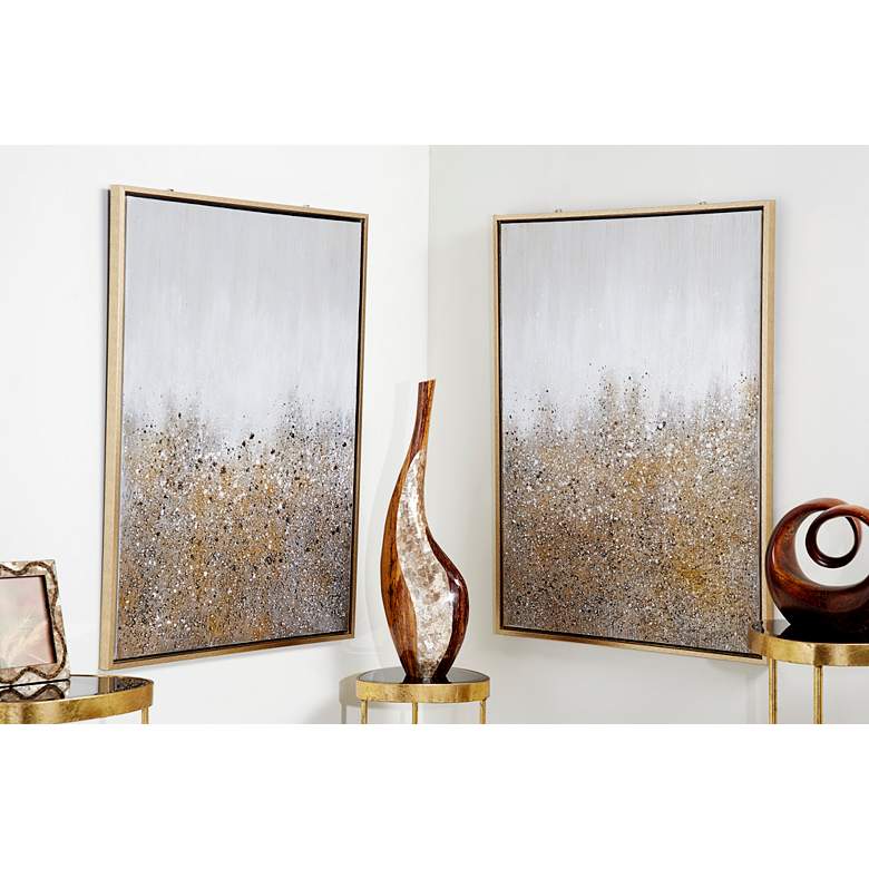 Image 4 Multimedia White Gold Glitter 39 1/2 inchH 2-Piece Wall Art Set more views