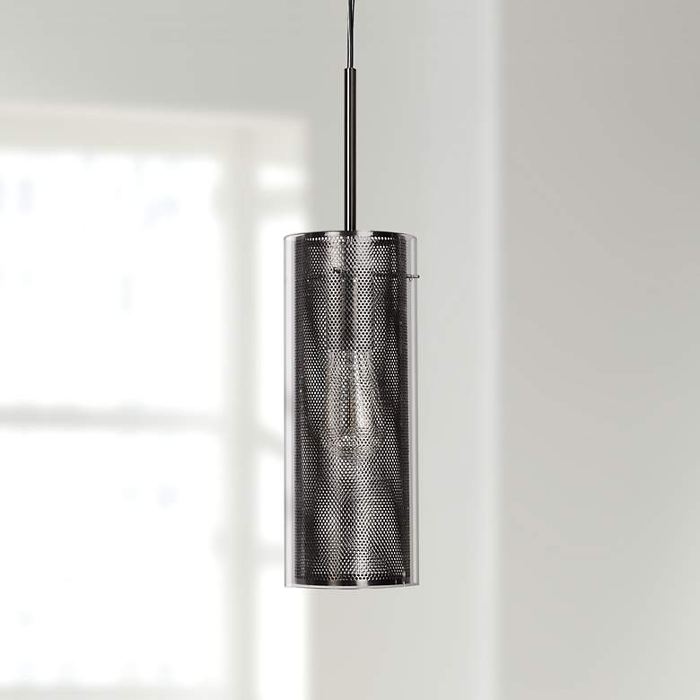 Image 1 Multis 5"W Black Polished Nickel and Glass LED Mini Pendant