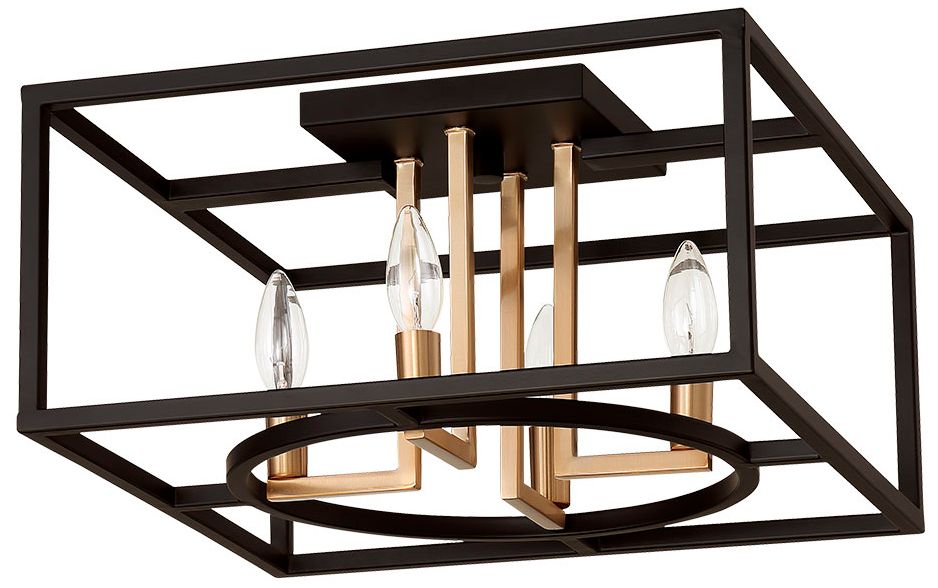 Image 2 Mundazo 16"W Black and Brushed Gold 4-Light Ceiling Light
