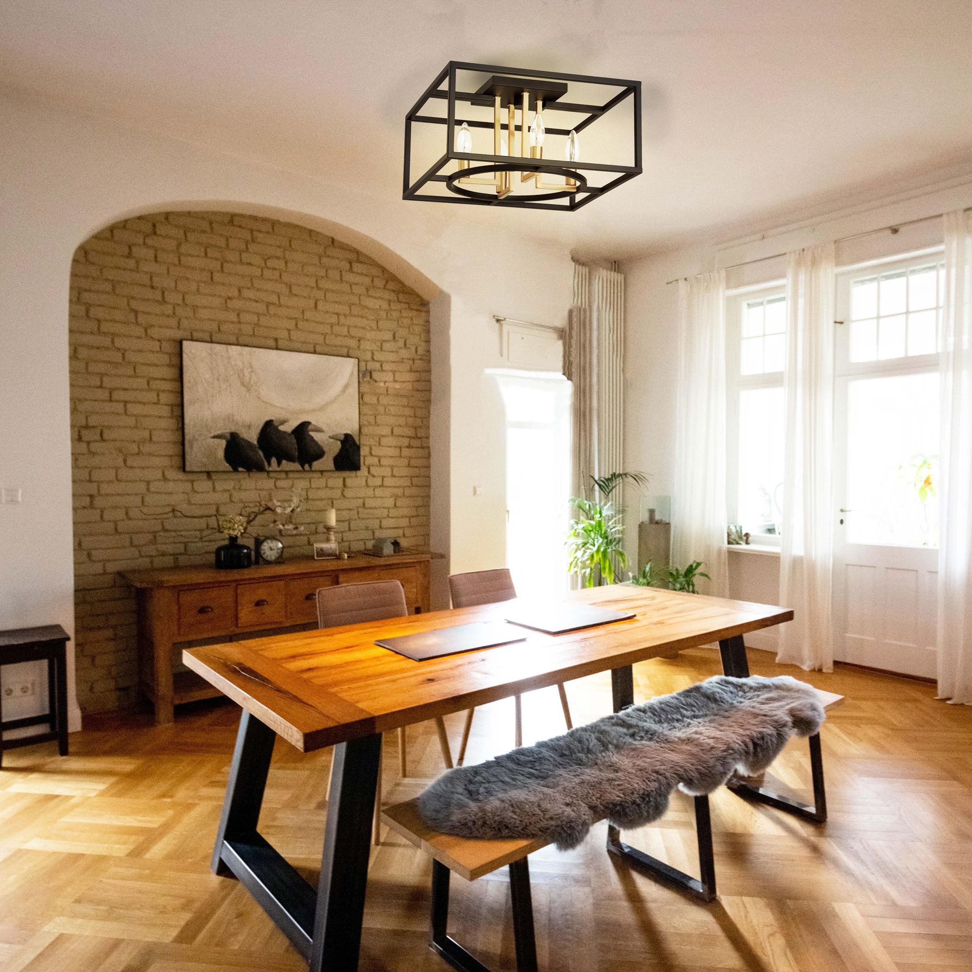 Image 6 Mundazo 16"W Black and Brushed Gold 4-Light Ceiling Light more views