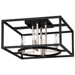 Mundazo Open Frame Ceiling Light with Matte Black and Brushed Nickel Finish