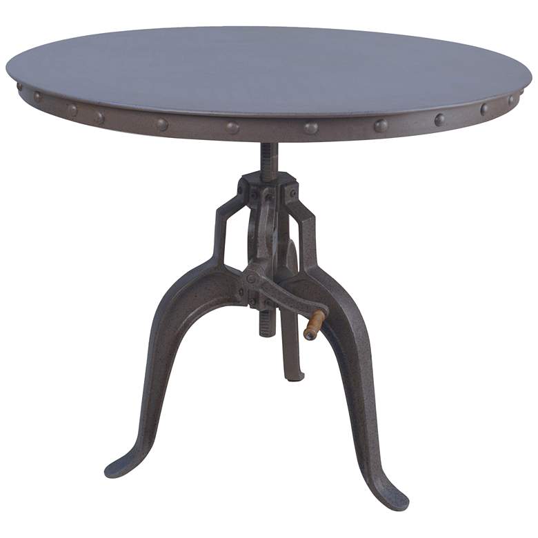 Image 2 Mundra 36" Wide Industrial Iron Adjustable Crank Dining Table