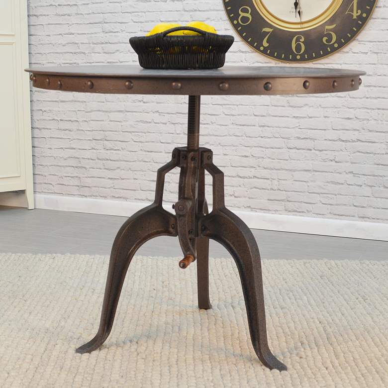 Image 1 Mundra 36" Wide Industrial Iron Adjustable Crank Dining Table