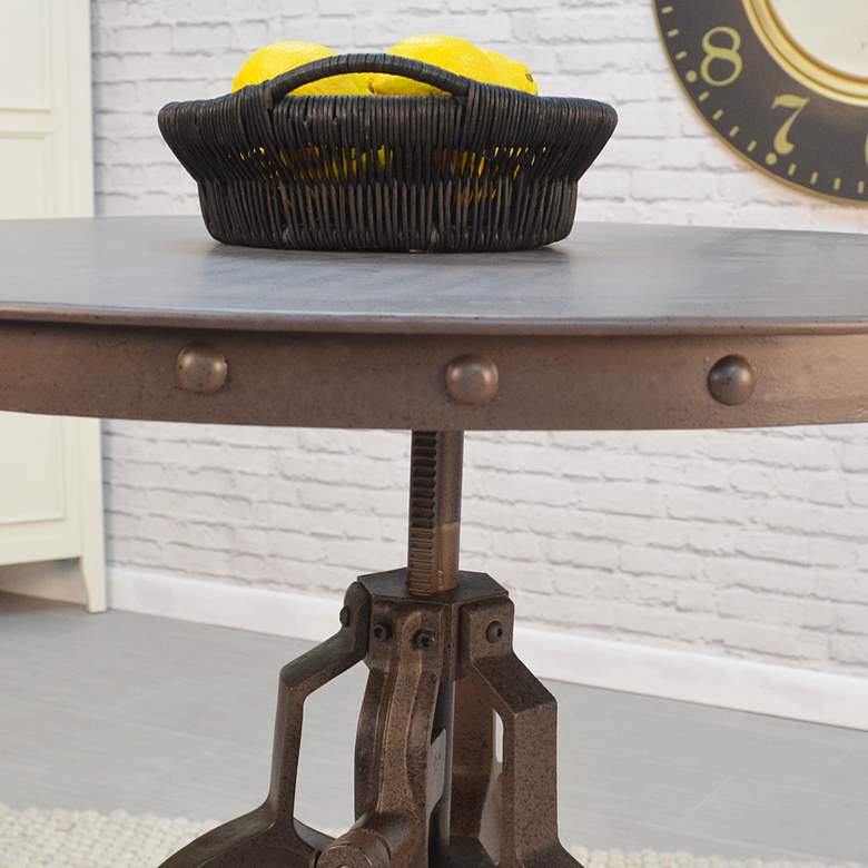 Image 4 Mundra 36" Wide Industrial Iron Adjustable Crank Dining Table more views