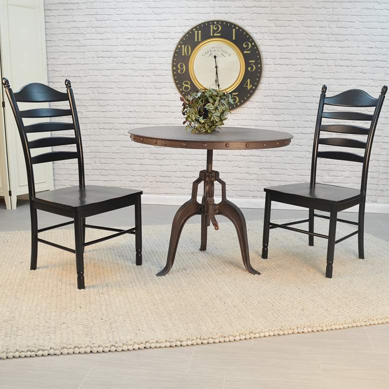 Image 6 Mundra 36" Wide Industrial Iron Adjustable Crank Dining Table more views