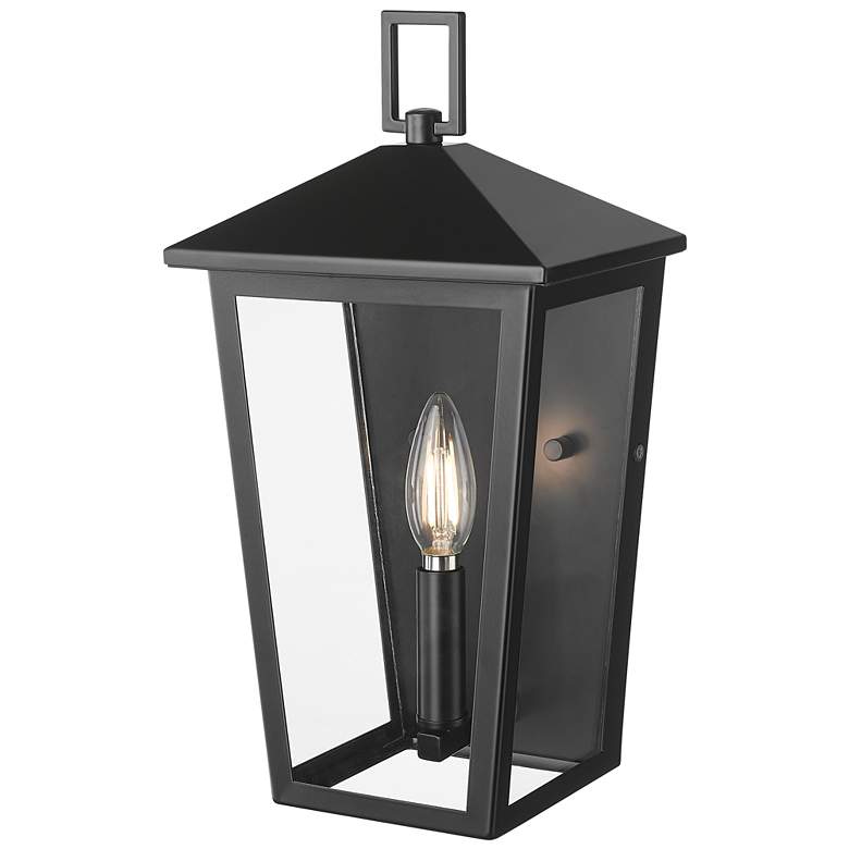 Image 1 Munger 14" High 1-Light Outdoor Wall Sconce in Powder Coated Black