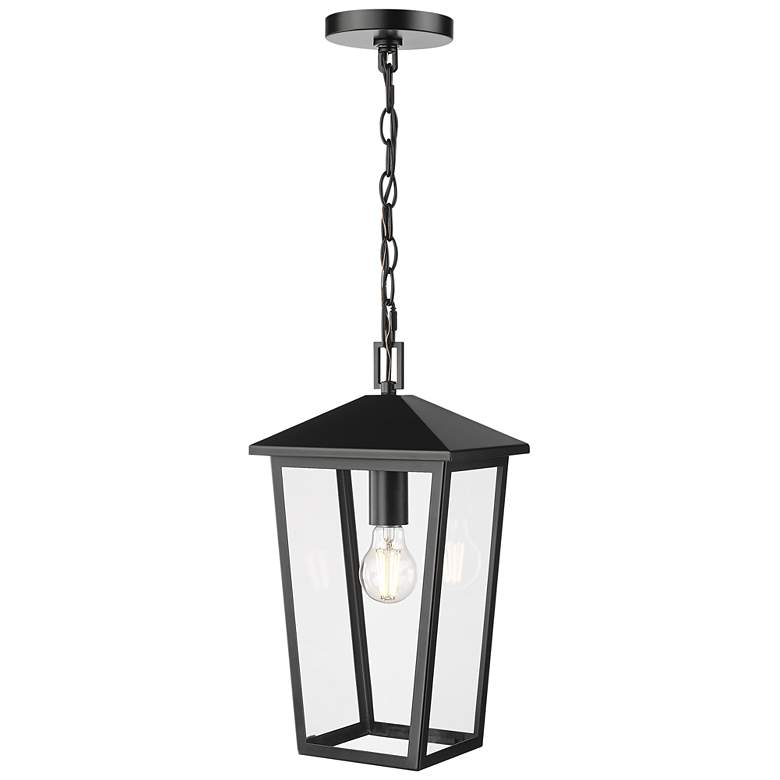 Image 1 Munger 9.25" Wide 1-Light Outdoor Hanging Pendant in Powder Coated Black