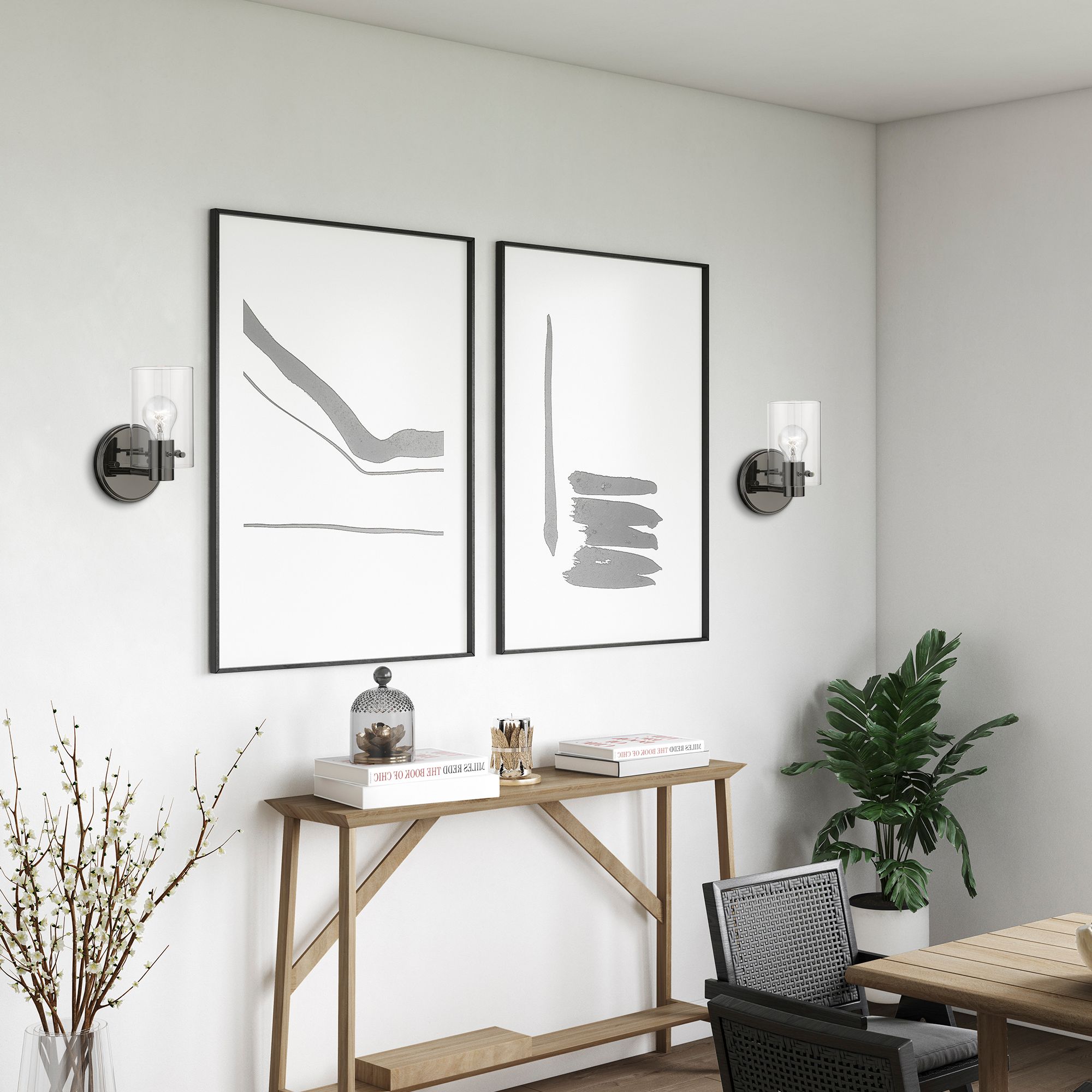 Munich 1 Light Black Chrome Single Sconce