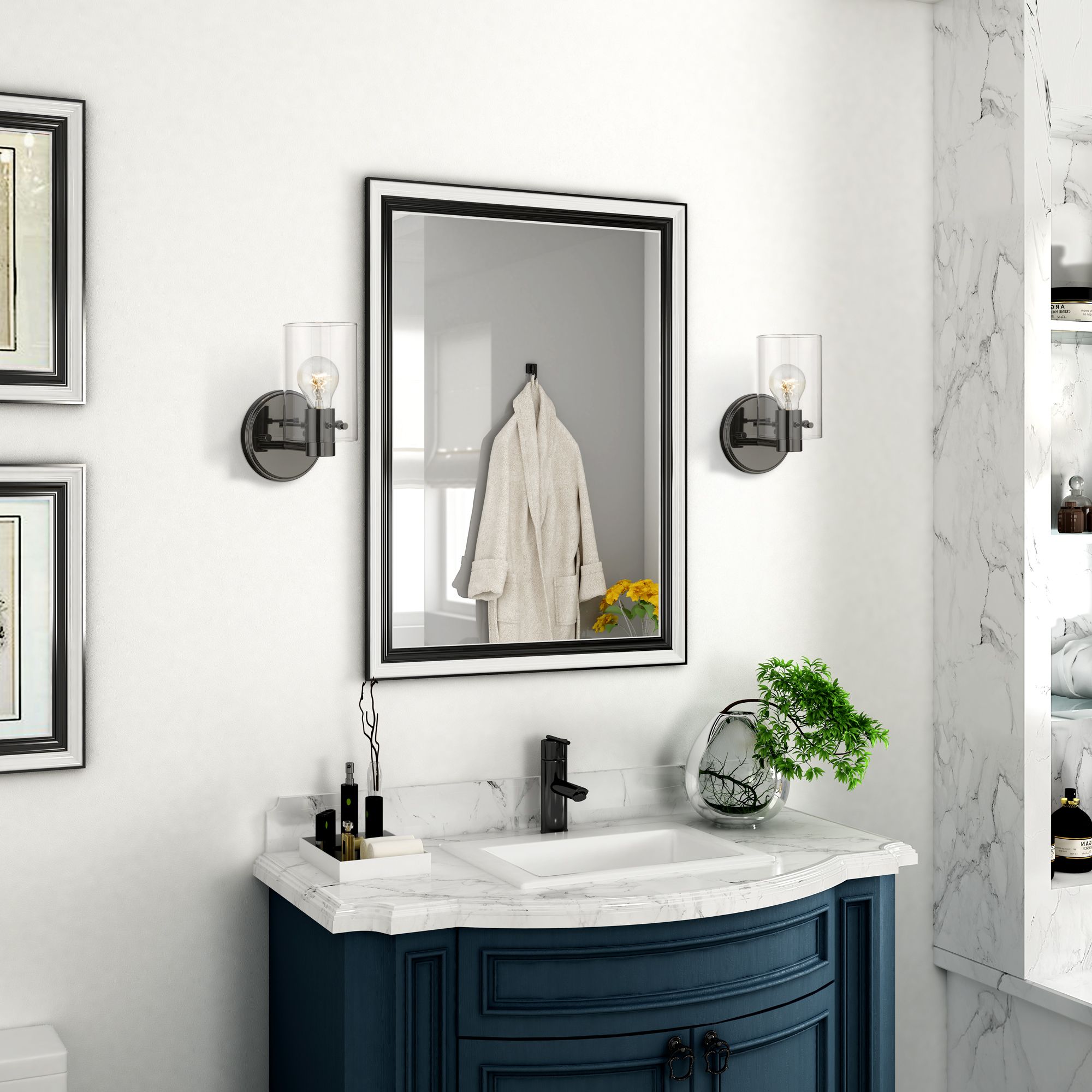 Munich 1 Light Black Chrome Single Sconce