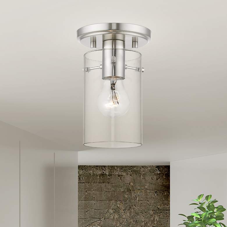 Image 1 Munich 1 Light Brushed Nickel Flush Mount