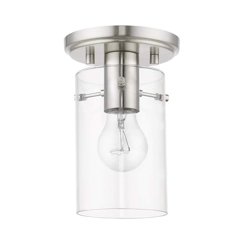 Image 3 Munich 1 Light Brushed Nickel Flush Mount more views