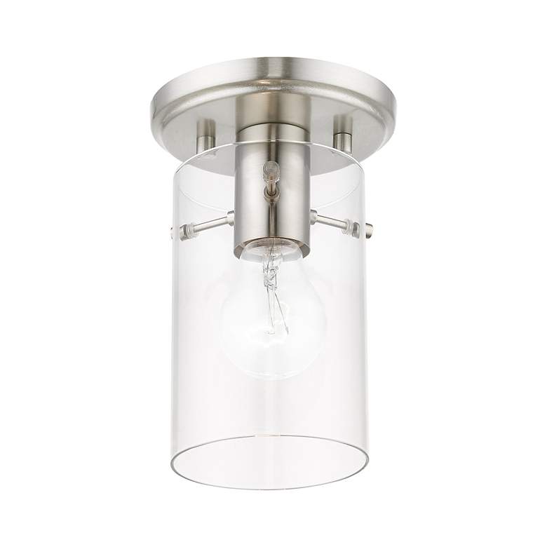 Image 4 Munich 1 Light Brushed Nickel Flush Mount more views