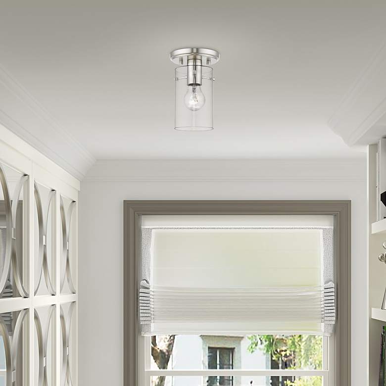 Image 7 Munich 1 Light Brushed Nickel Flush Mount more views