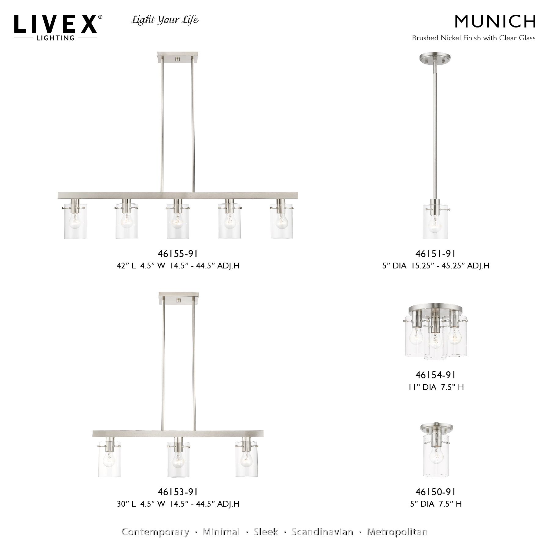 Munich 1 Light Brushed Nickel Flush Mount