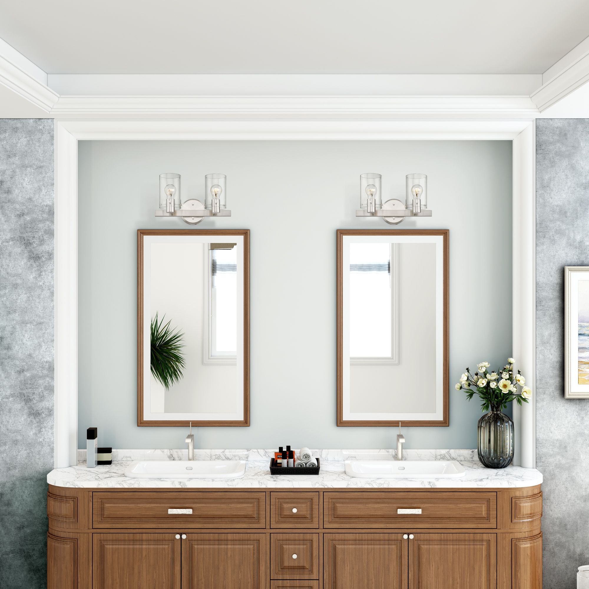 Munich 2 Light Brushed Nickel Vanity Sconce