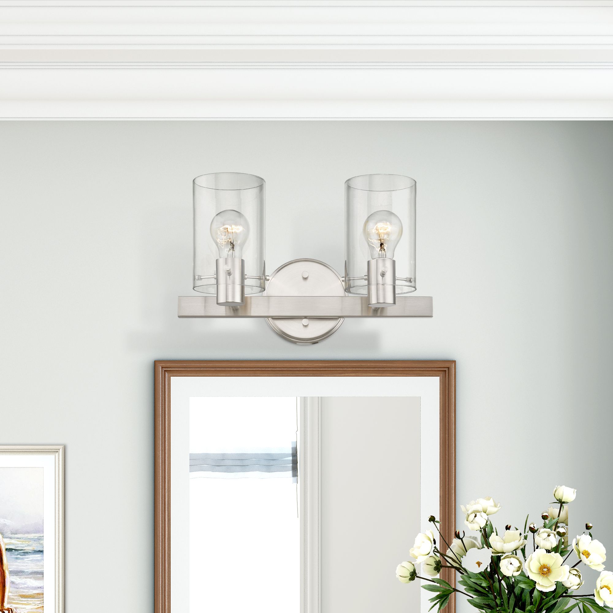 Munich 2 Light Brushed Nickel Vanity Sconce