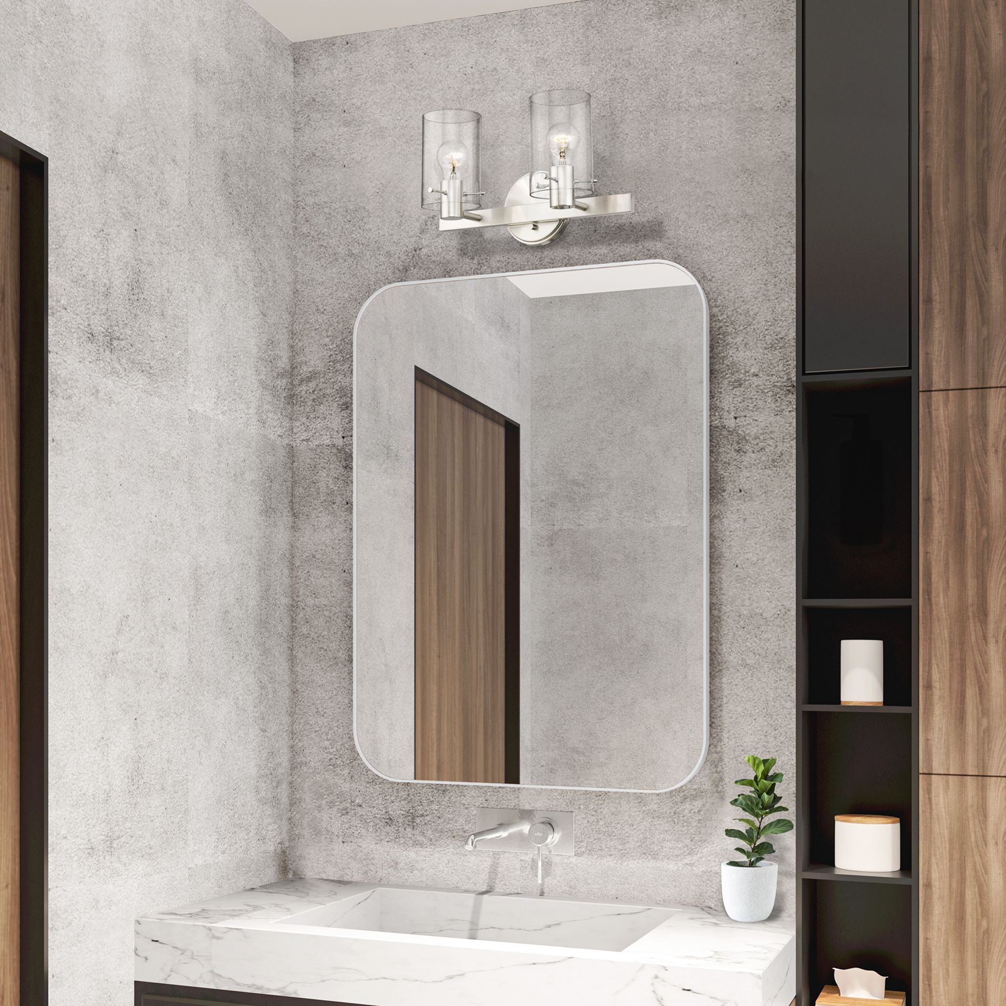 Munich 2 Light Brushed Nickel Vanity Sconce