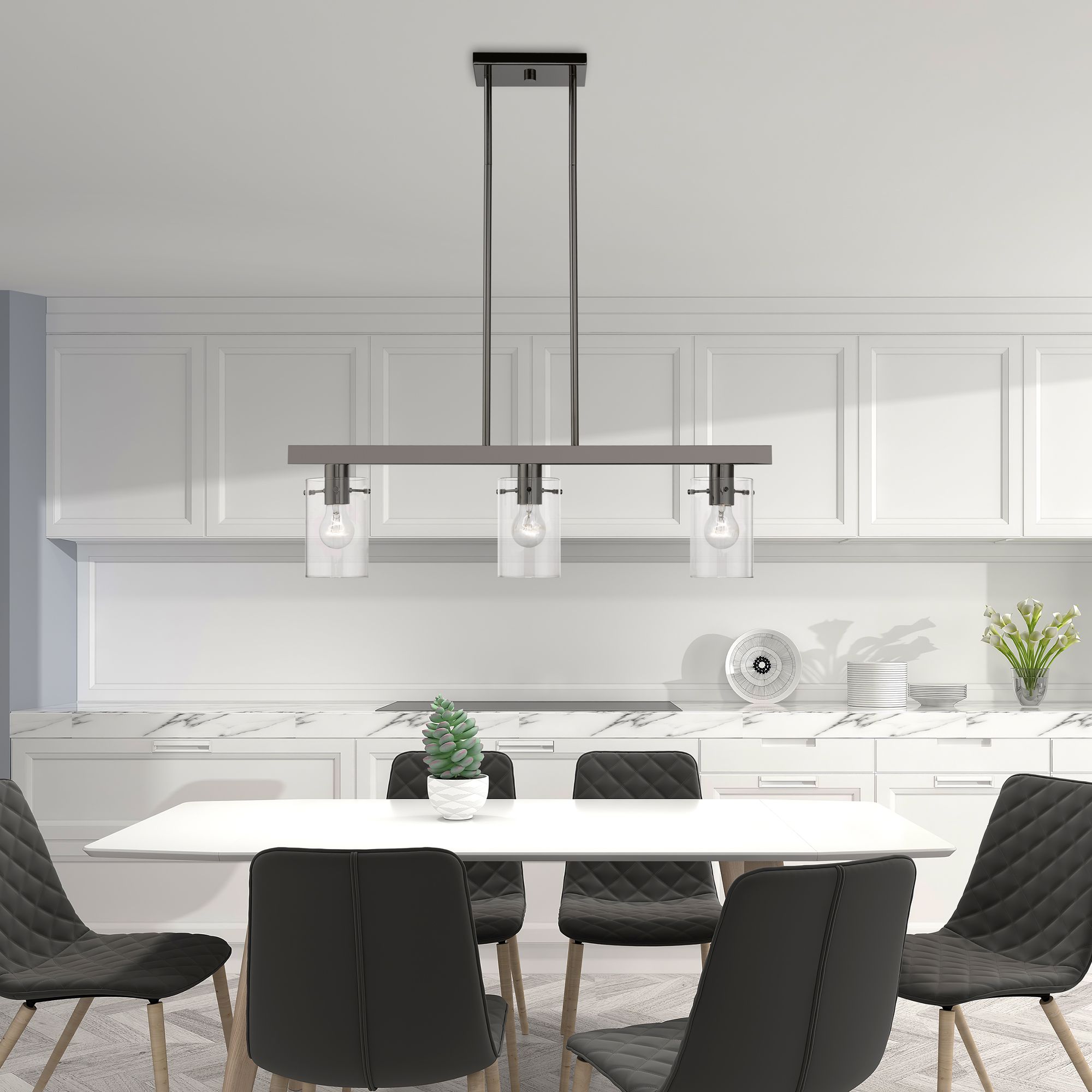 Munich 3 Light Black Chrome Linear Chandelier