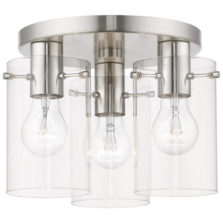 Image 1 Munich 3 Light Brushed Nickel Flush Mount