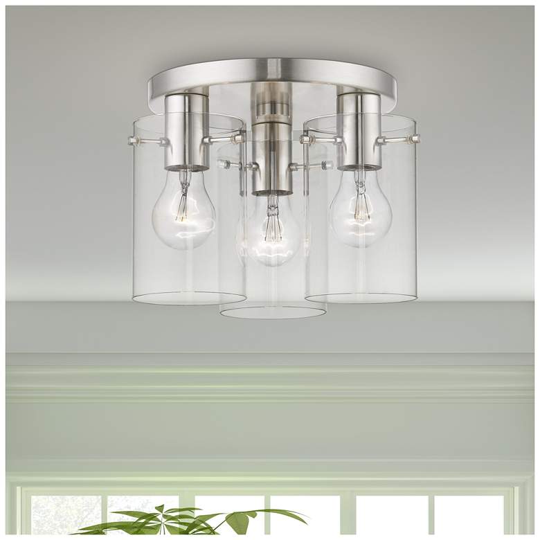 Image 1 Munich 3 Light Brushed Nickel Flush Mount