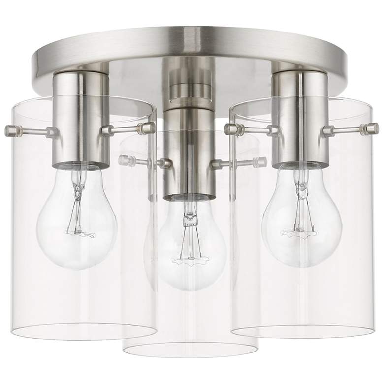 Image 3 Munich 3 Light Brushed Nickel Flush Mount more views