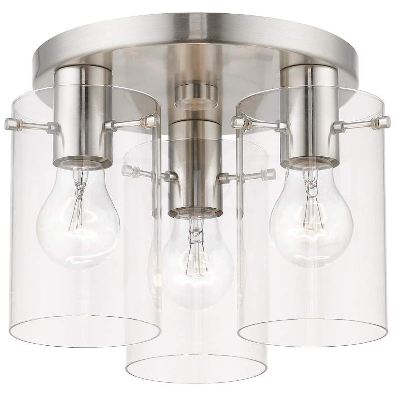 Image 4 Munich 3 Light Brushed Nickel Flush Mount more views