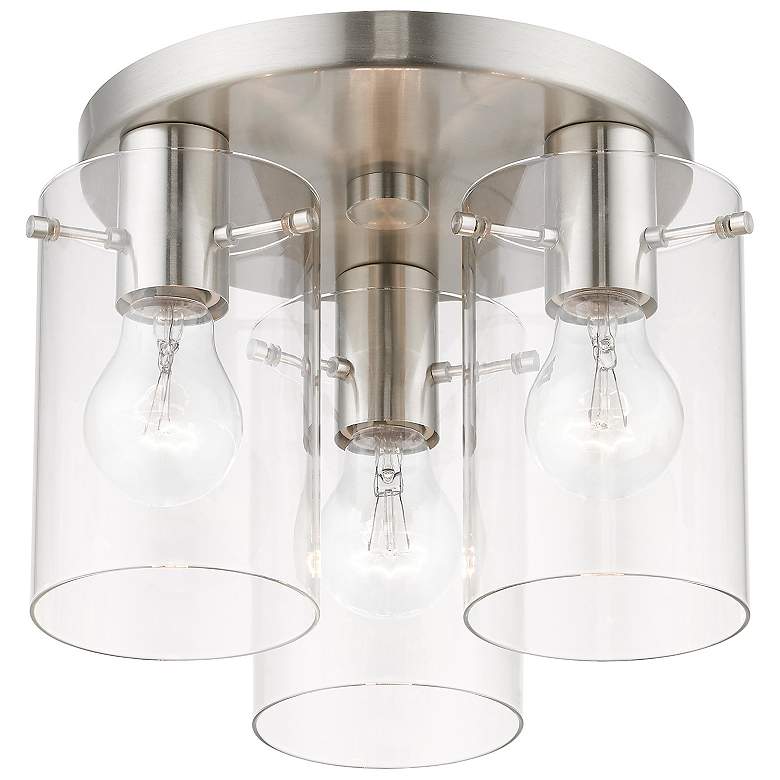 Image 5 Munich 3 Light Brushed Nickel Flush Mount more views