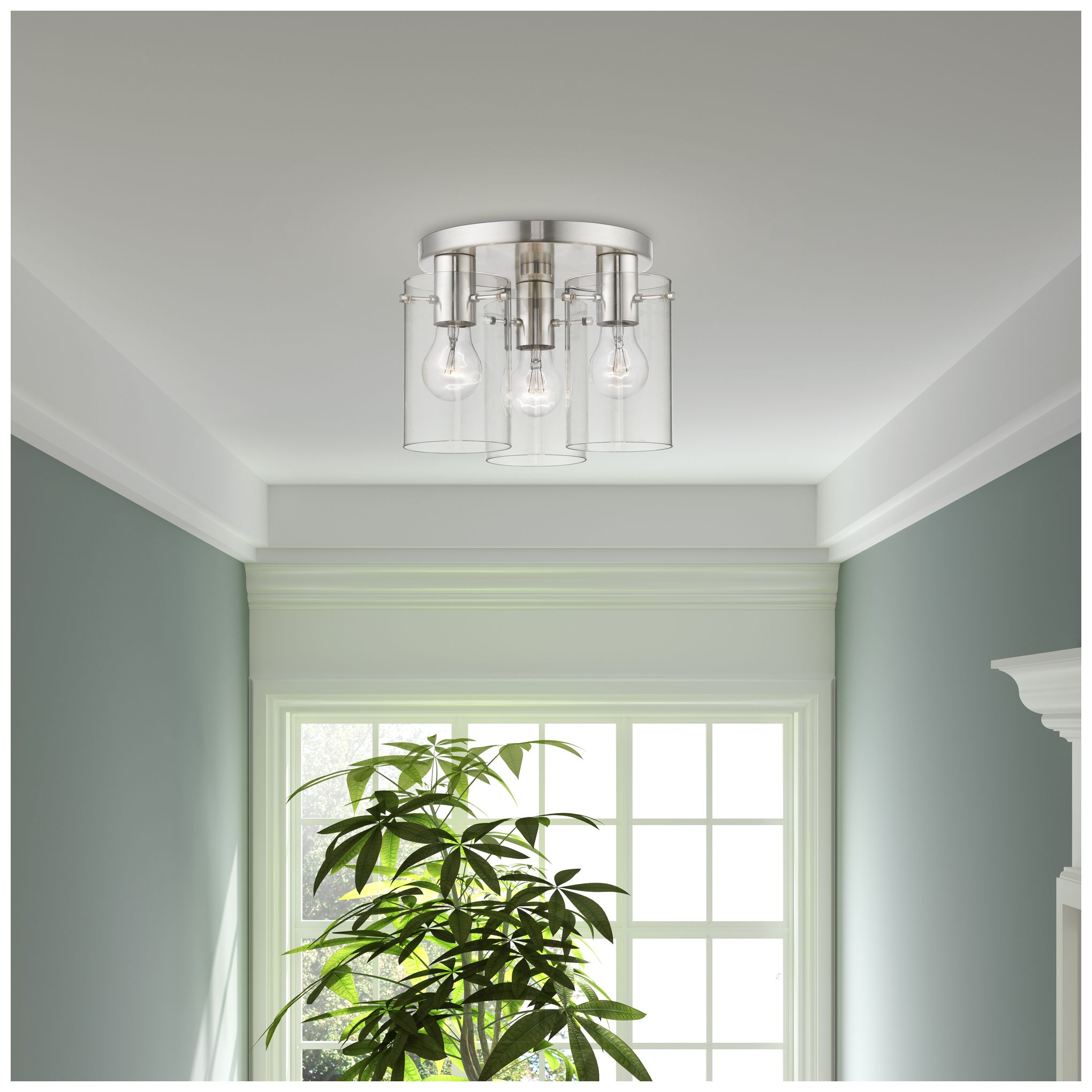 Munich 3 Light Brushed Nickel Flush Mount