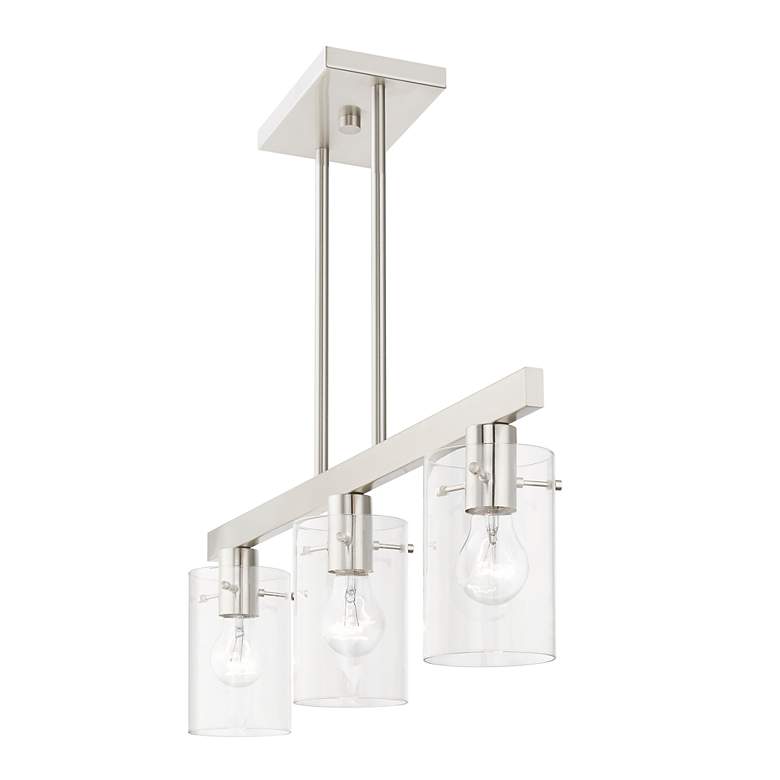 Image 4 Munich 3 Light Brushed Nickel Linear Chandelier more views