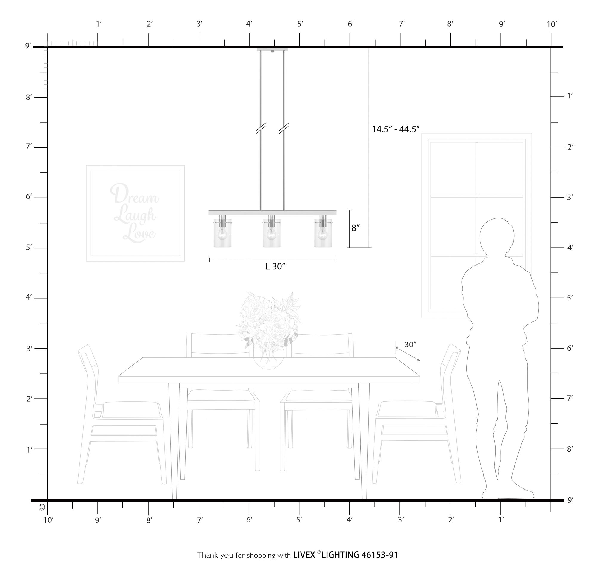 Munich 3 Light Brushed Nickel Linear Chandelier