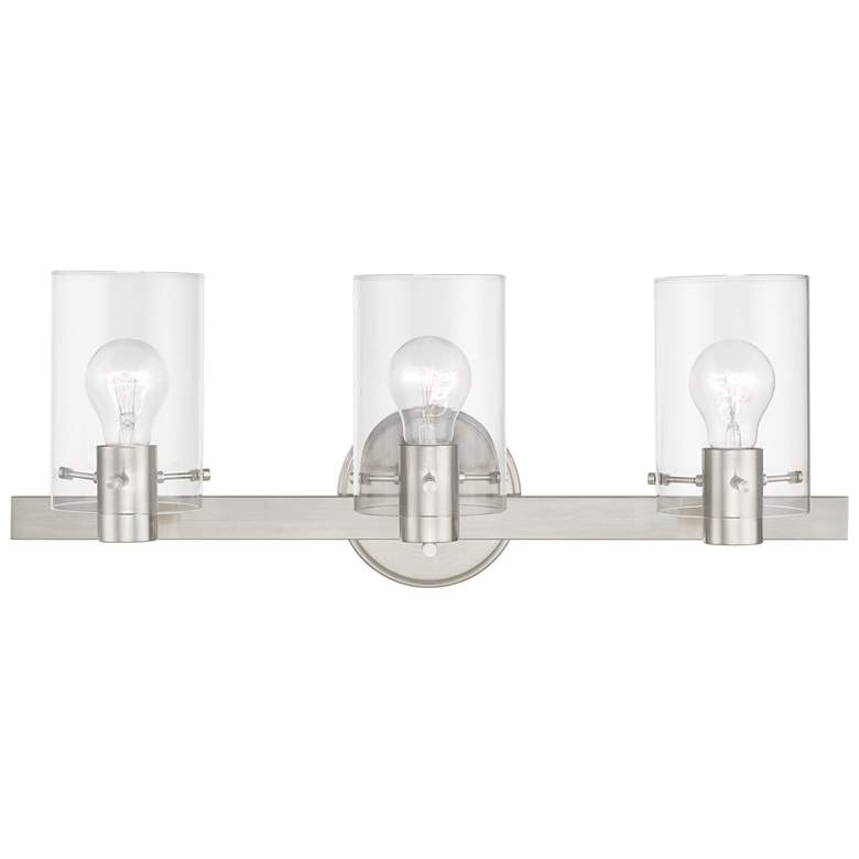 Image 1 Munich 3 Light Brushed Nickel Vanity Sconce