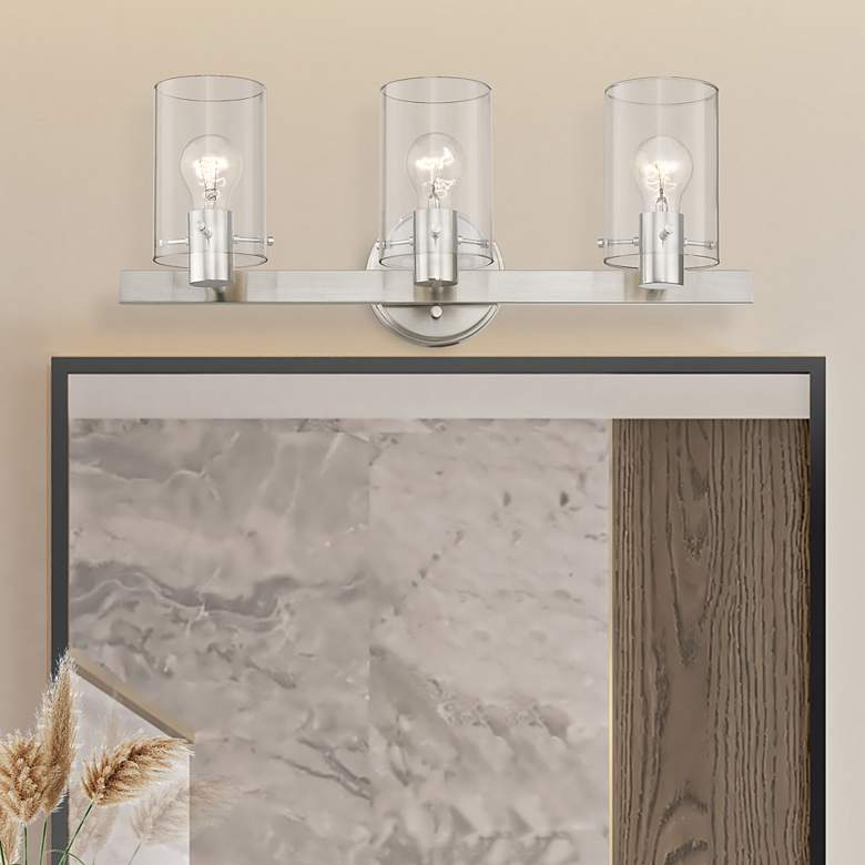 Image 1 Munich 3 Light Brushed Nickel Vanity Sconce