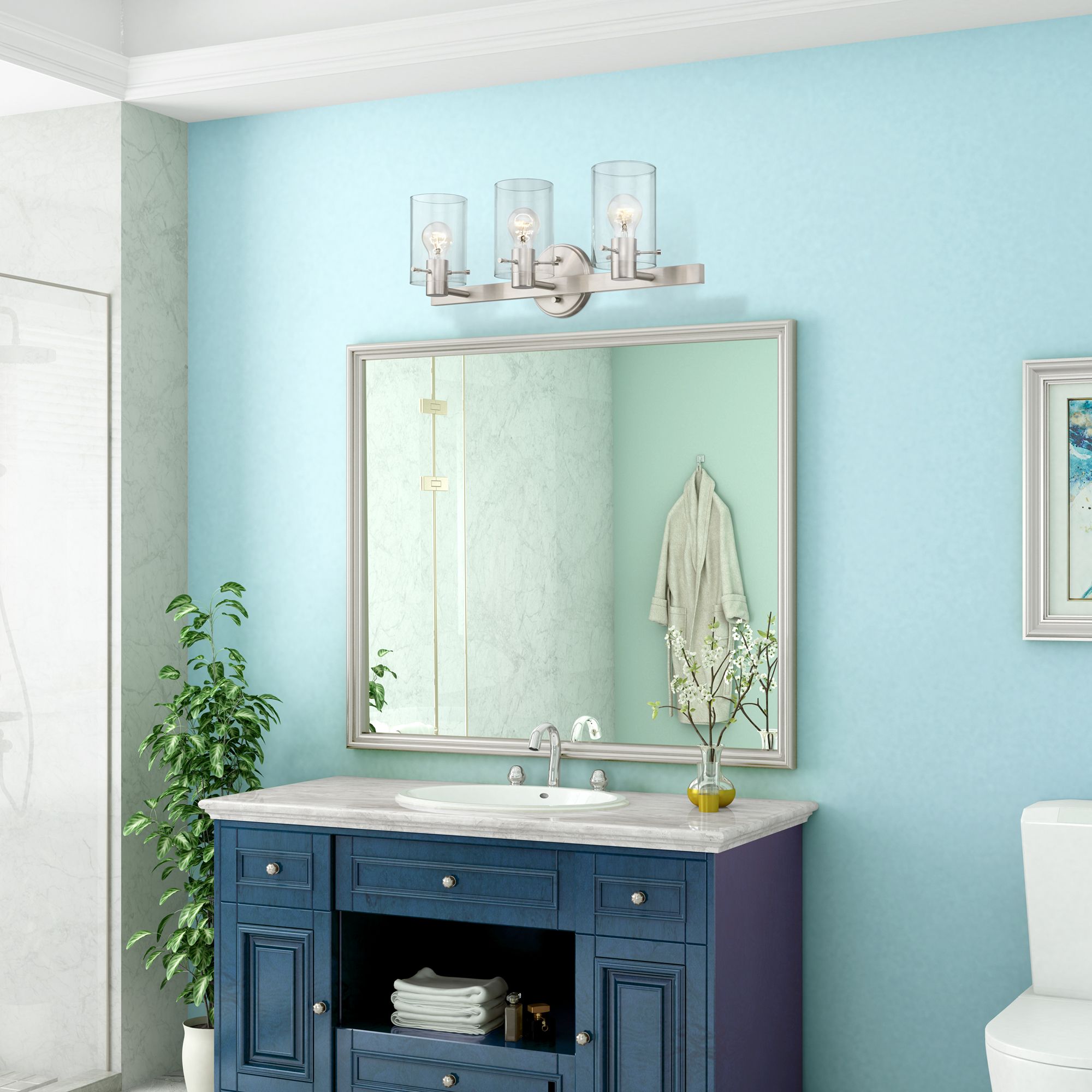 Munich 3 Light Brushed Nickel Vanity Sconce