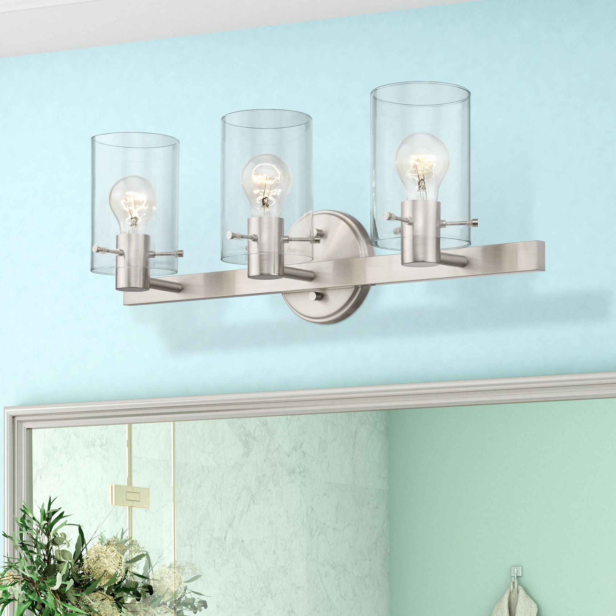 Munich 3 Light Brushed Nickel Vanity Sconce