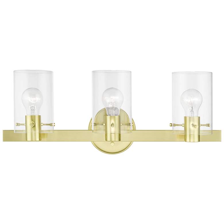Image 1 Munich 3 Light Satin Brass Vanity Sconce