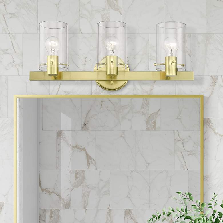 Image 1 Munich 3 Light Satin Brass Vanity Sconce
