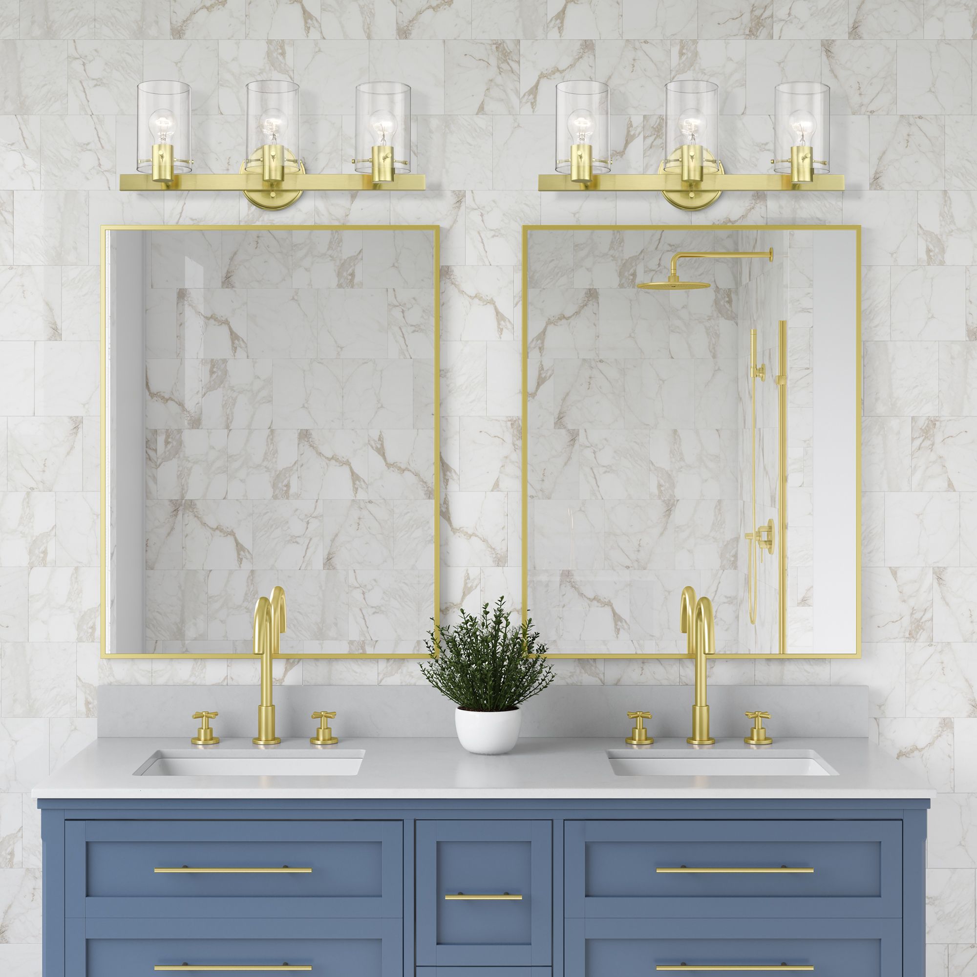 Munich 3 Light Satin Brass Vanity Sconce