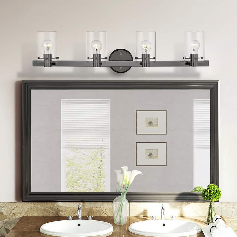 Image 1 Munich 4 Light Black Chrome Vanity Sconce